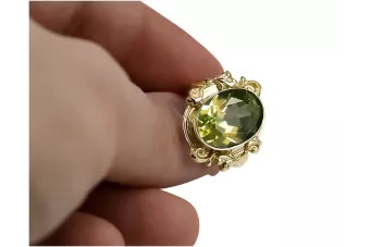 Estilo vintage Anillo Peridoto amarillo Oro amarillo de 14 quilates vrc100y